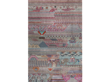 LES-658 Caribbean Sky/Fuchsia - Patterned handmade rug with geometric shapes by Jaipur Rugs - view 2